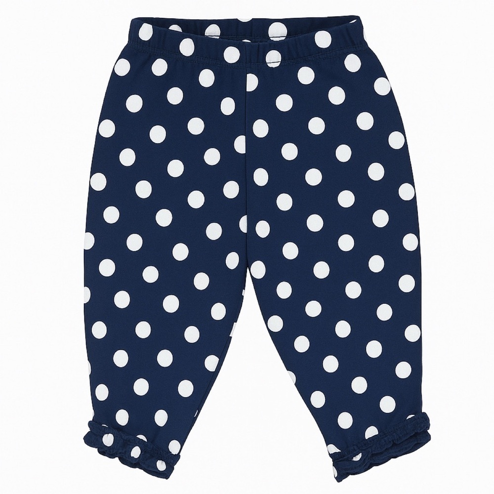 Blue Polka Dot Bottoms with Ruffle Detail